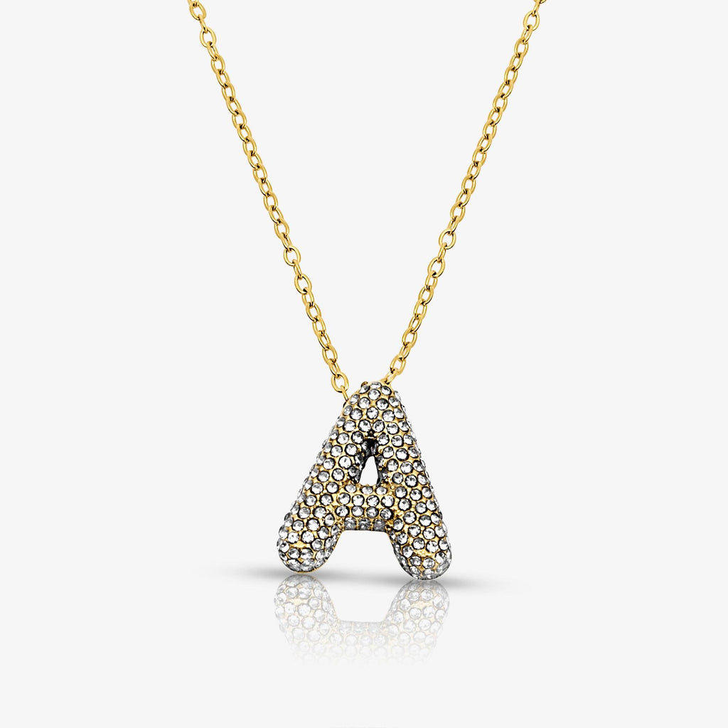Evry Jewels Pave Bubble Letter Necklace
