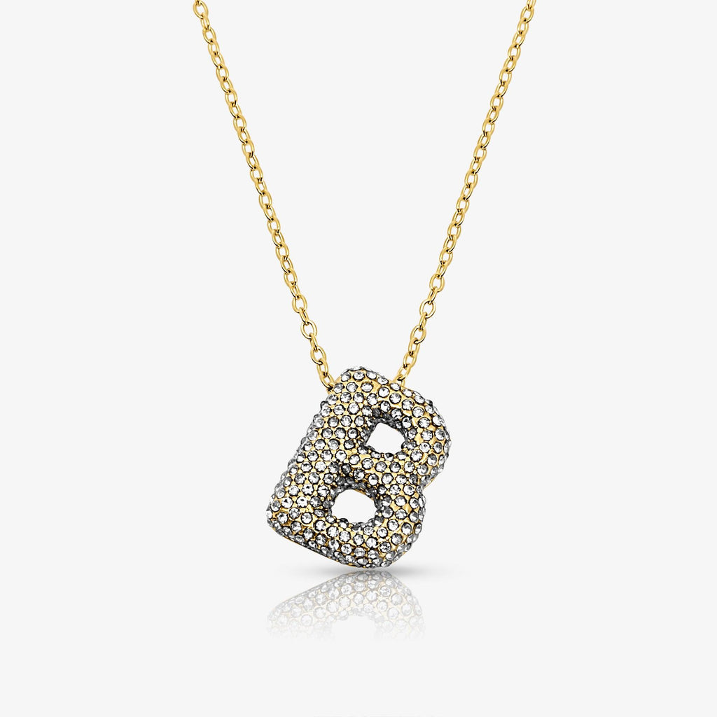 Evry Jewels Pave Bubble Letter Necklace