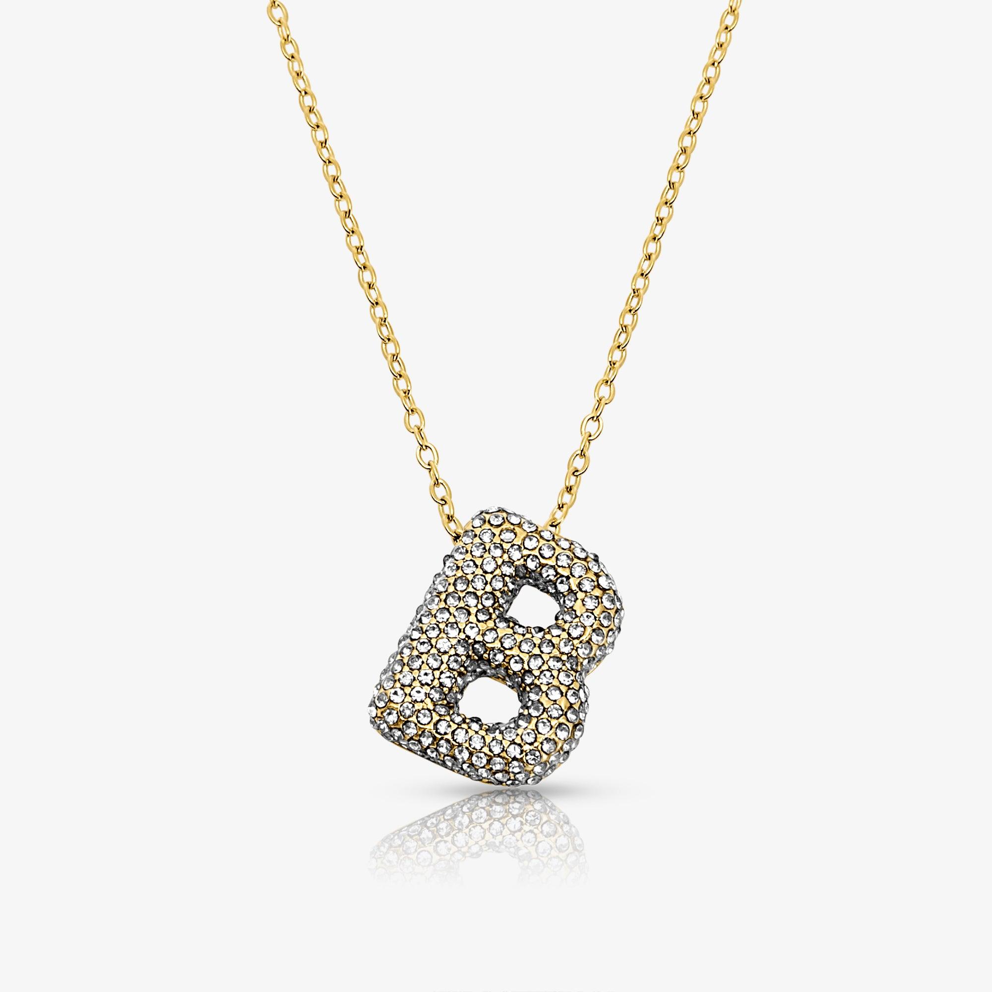 Evry Jewels Pave Bubble Letter Necklace