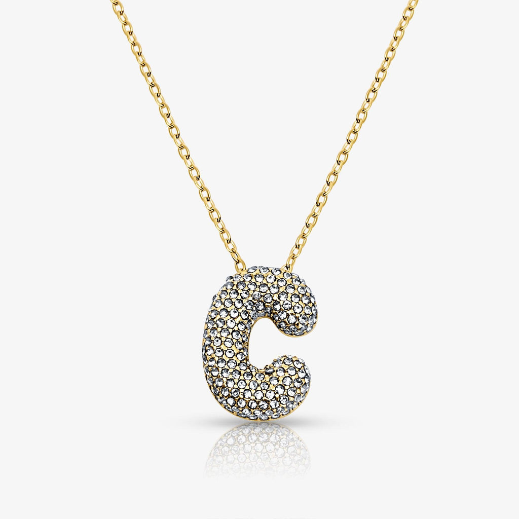 Evry Jewels Pave Bubble Letter Necklace