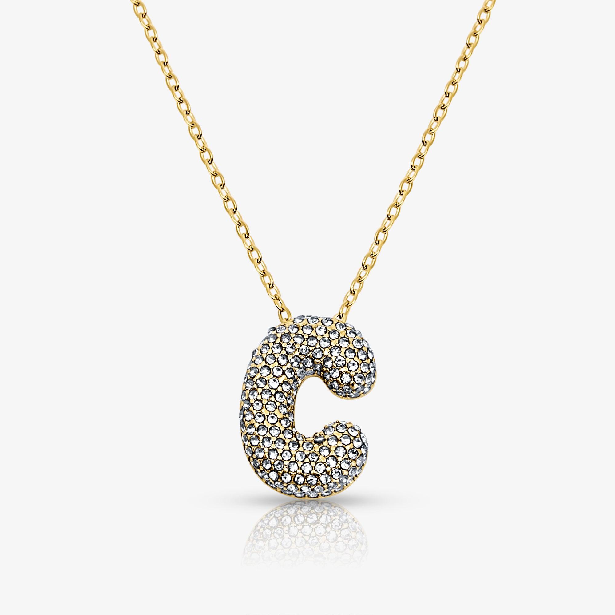 Evry Jewels Pave Bubble Letter Necklace