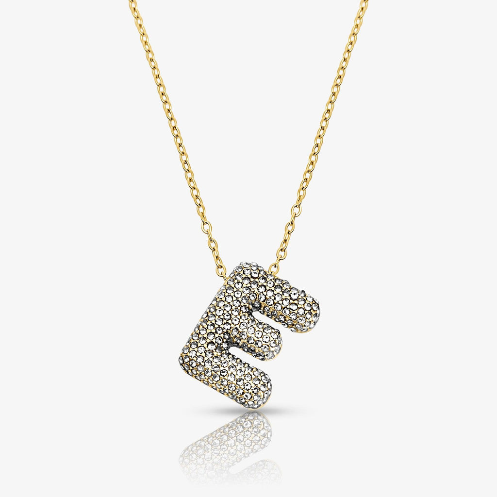 Evry Jewels Pave Bubble Letter Necklace