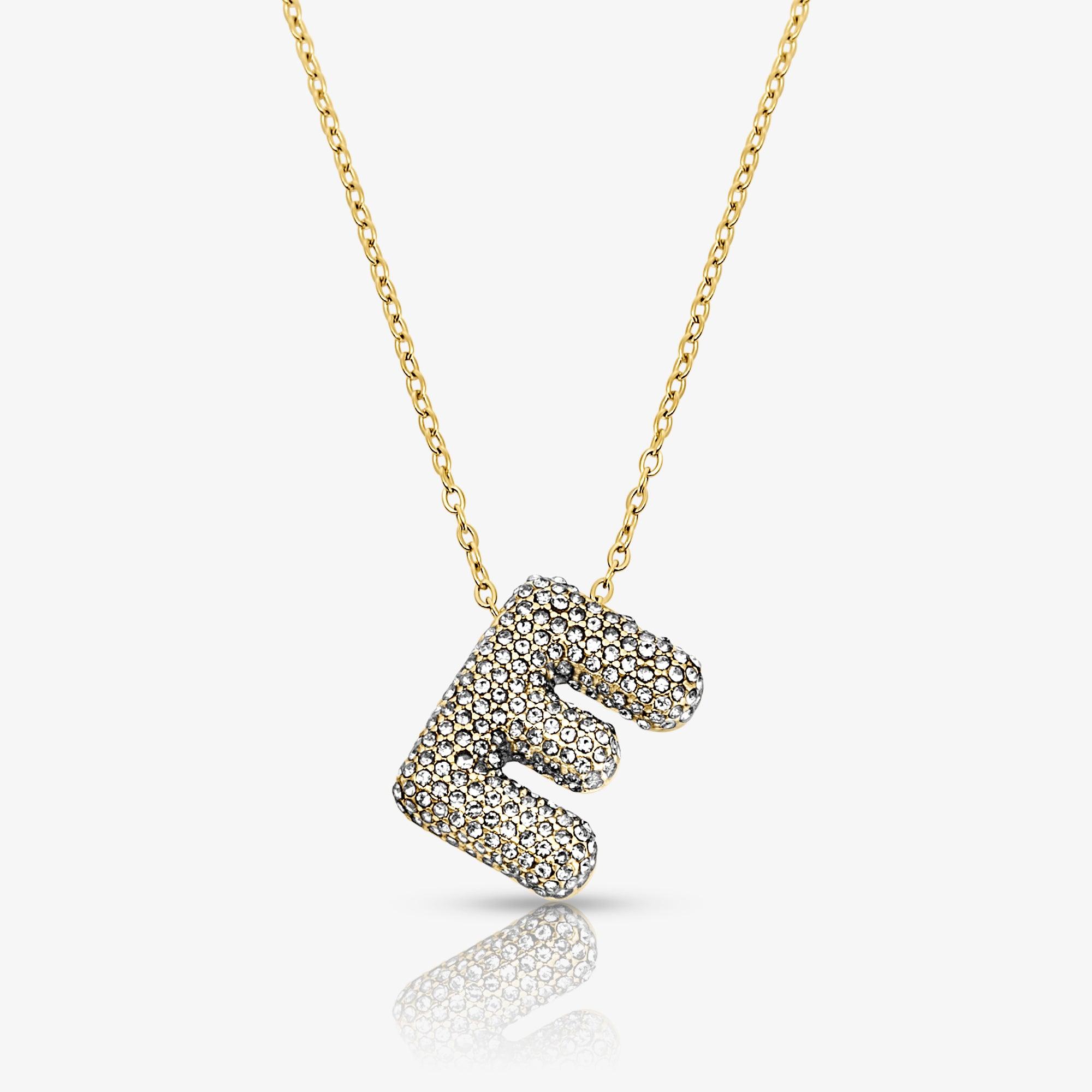 Evry Jewels Pave Bubble Letter Necklace