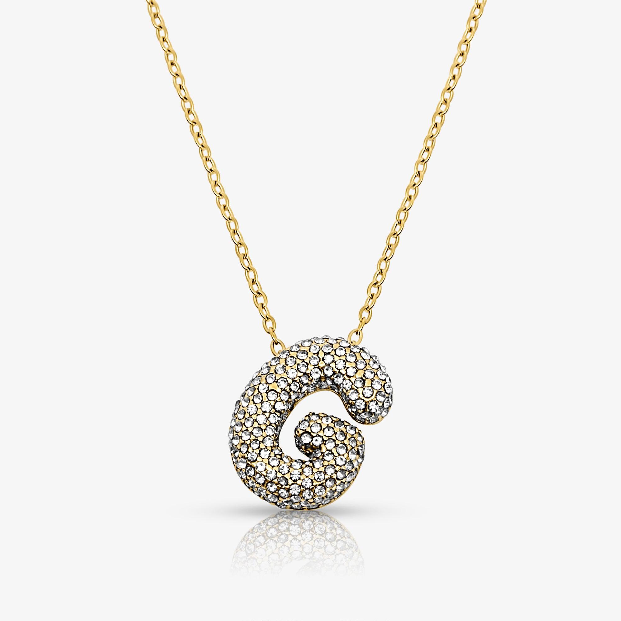 Evry Jewels Pave Bubble Letter Necklace