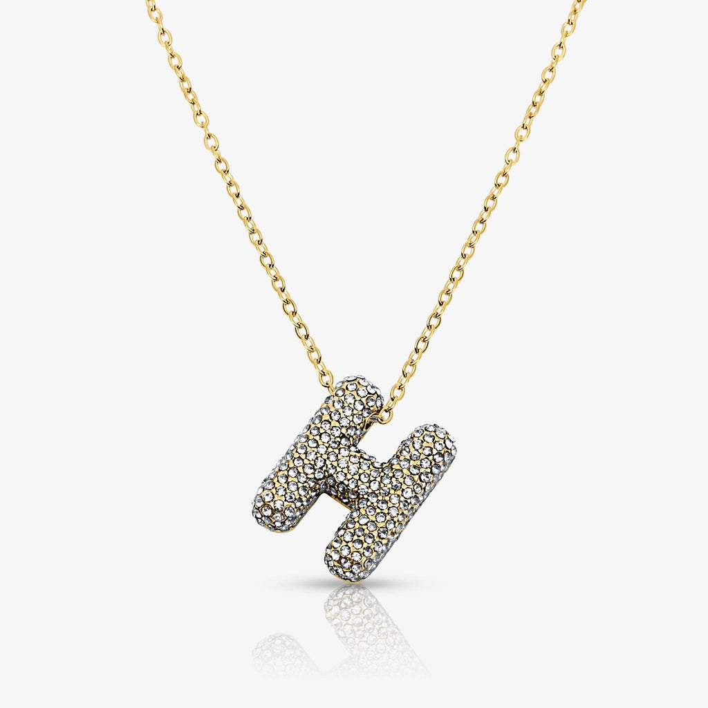 Evry Jewels Pave Bubble Letter Necklace