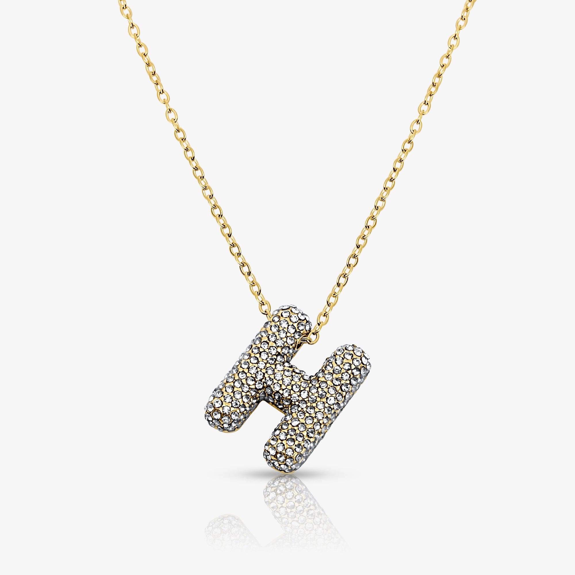 Evry Jewels Pave Bubble Letter Necklace