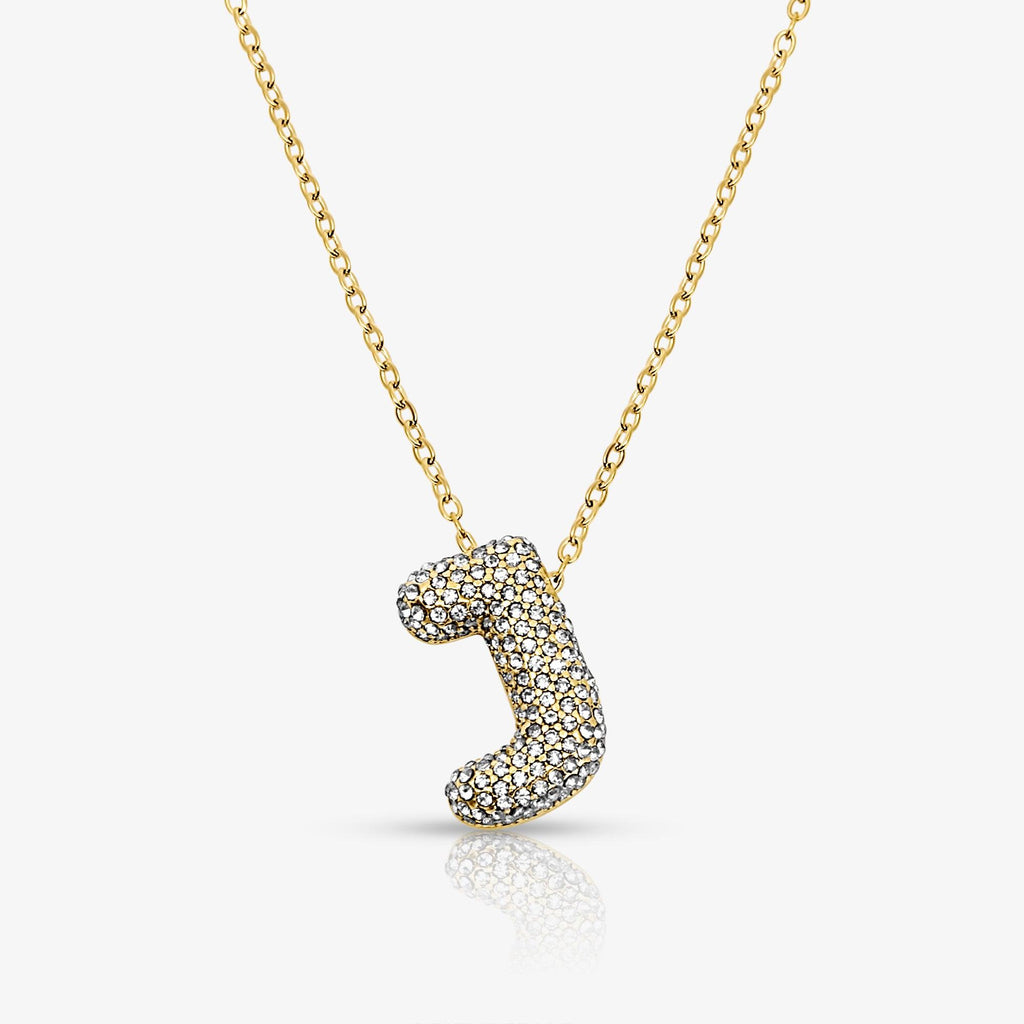 Evry Jewels Pave Bubble Letter Necklace