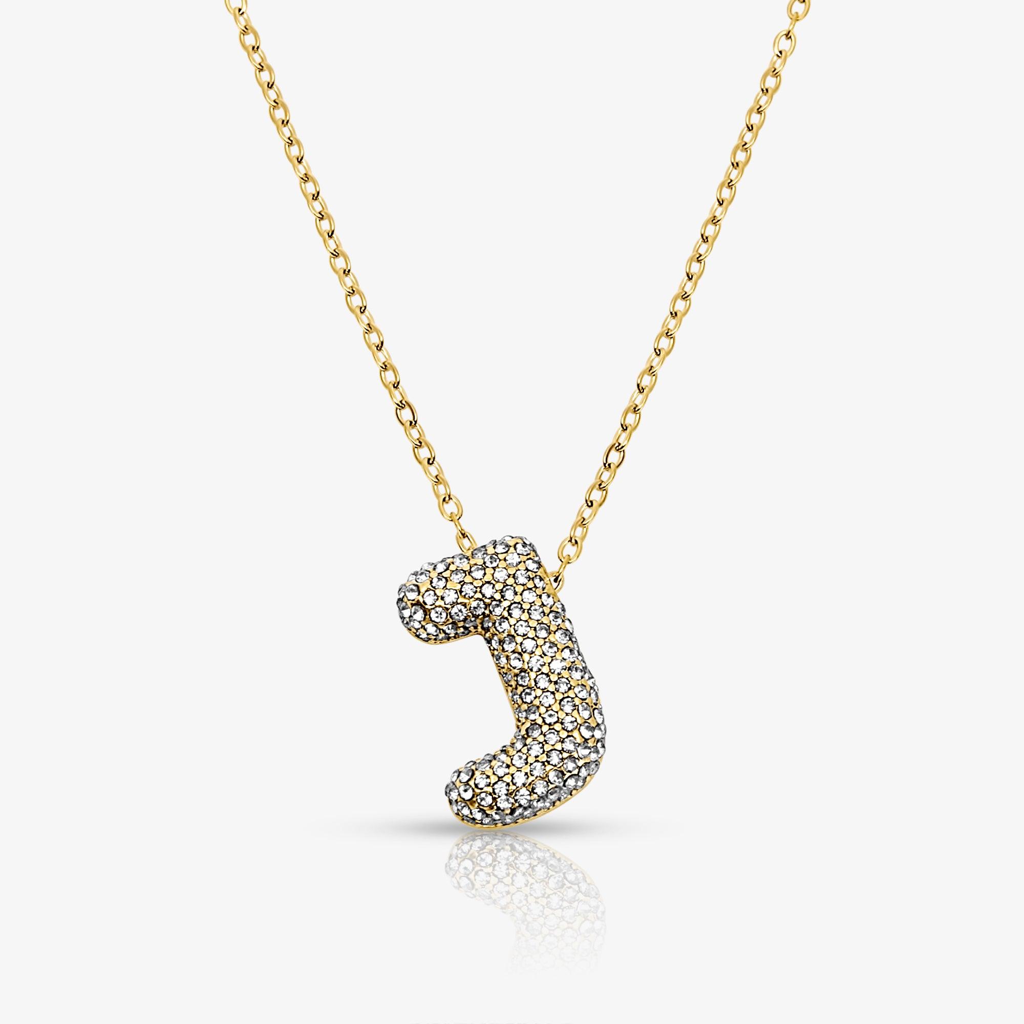 Evry Jewels Pave Bubble Letter Necklace