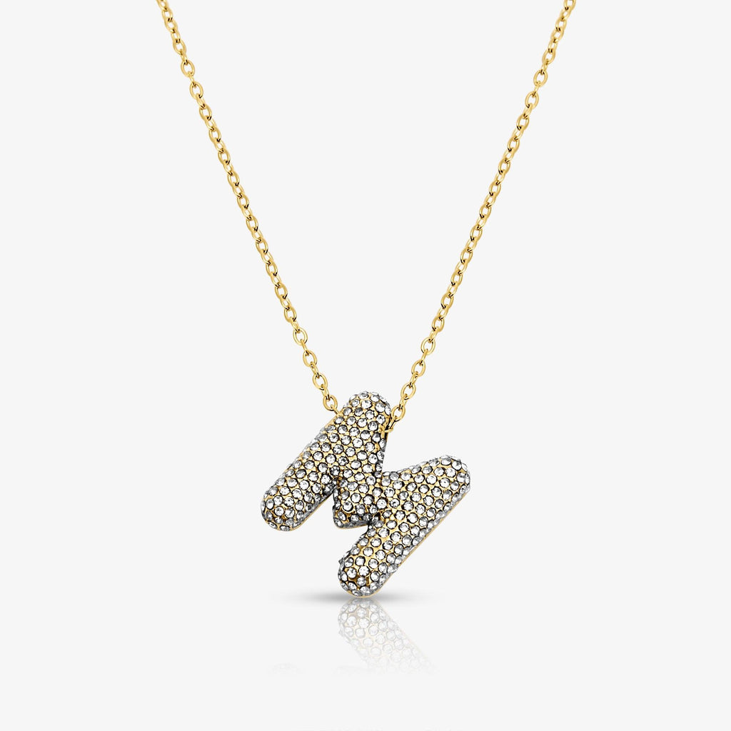 Evry Jewels Pave Bubble Letter Necklace