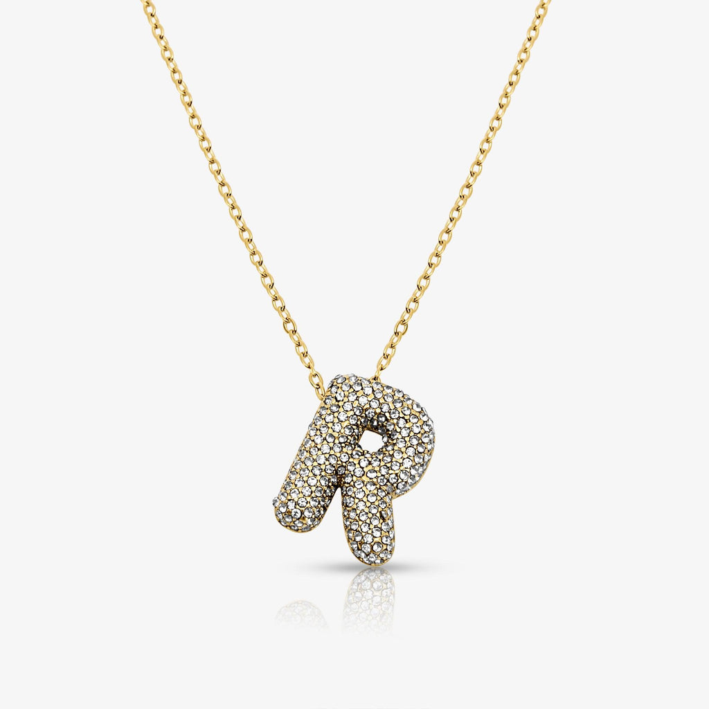 Evry Jewels Pave Bubble Letter Necklace