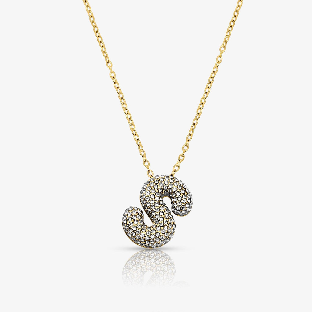 Evry Jewels Pave Bubble Letter Necklace