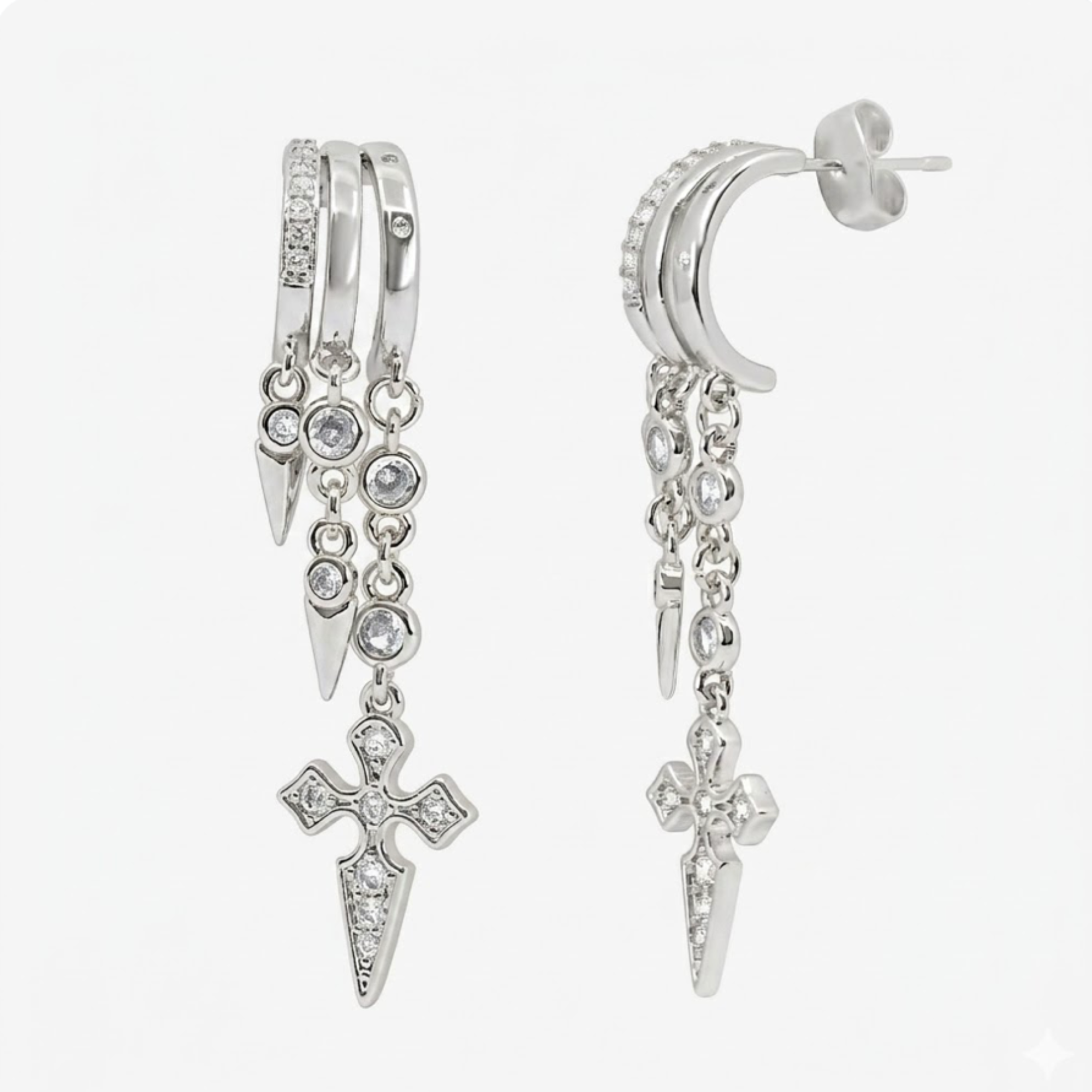 Evry Jewels Sparkle Drop Charm Earrings