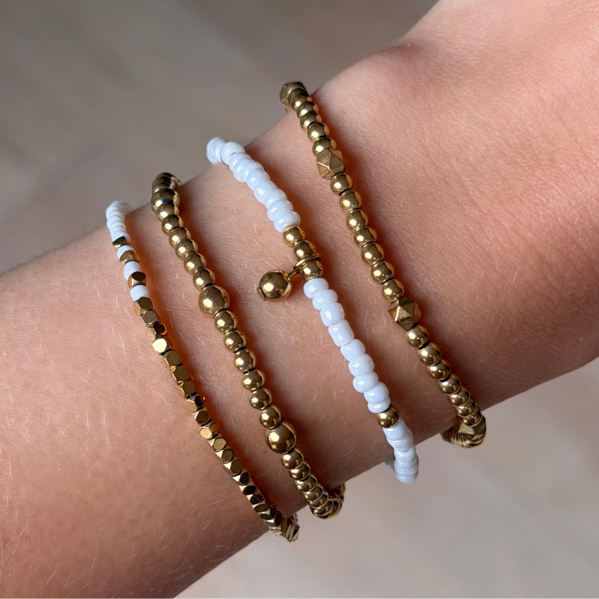 Evry Jewels Golden Hour Beaded Bracelet 4 Piece Set