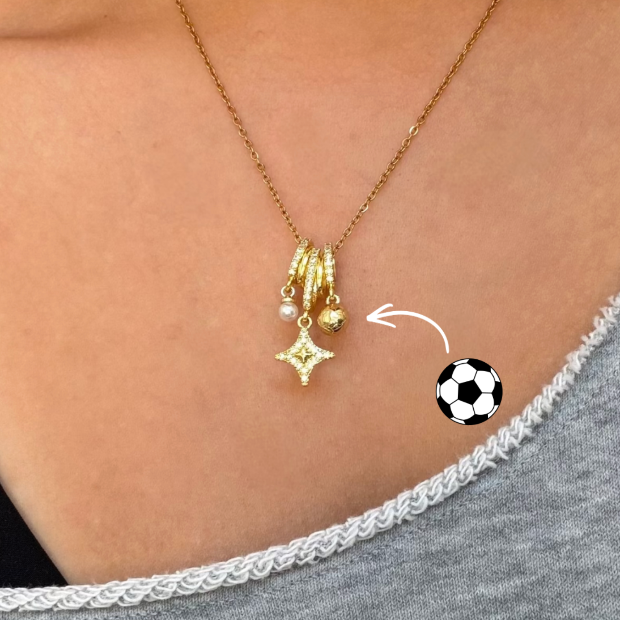 Evry Jewels Evry FC Soccer Charm Necklace