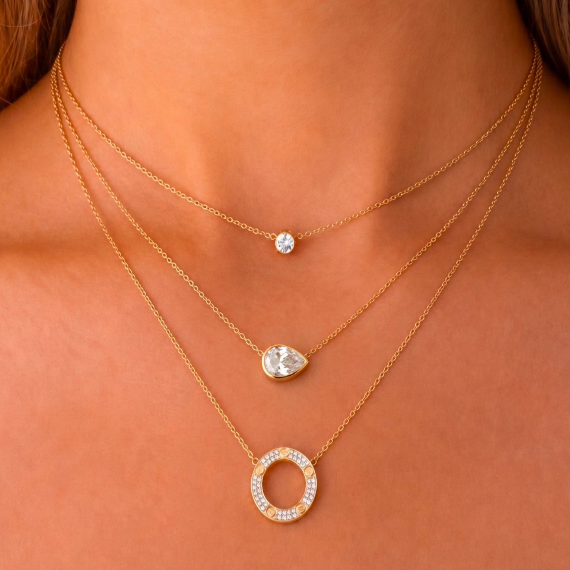 Evry Jewels Shimmer Shine 3 Piece Necklace Bundle
