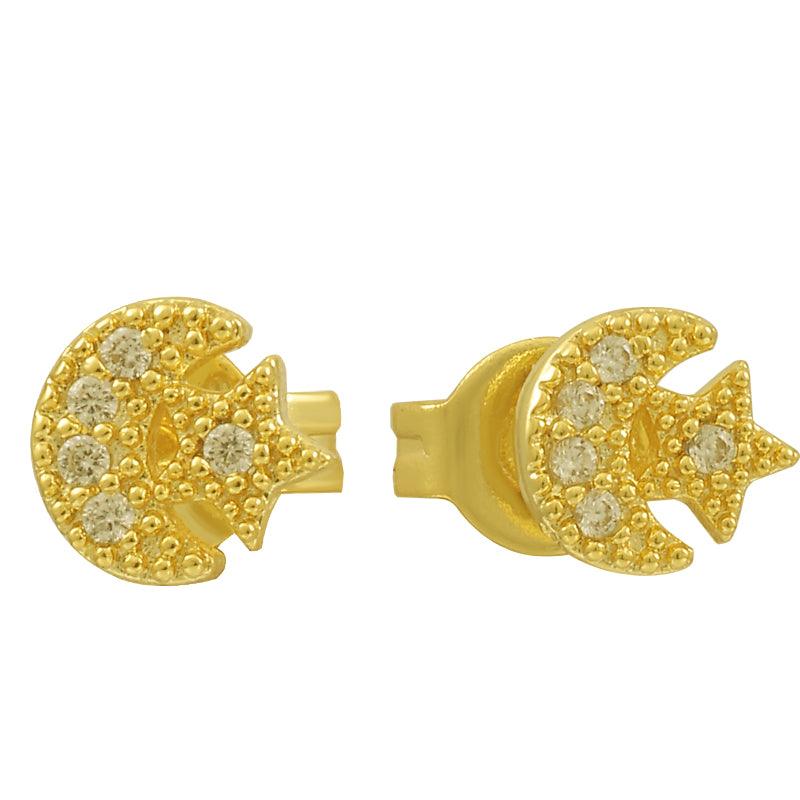Evry Jewels Star And Crescent Earrings