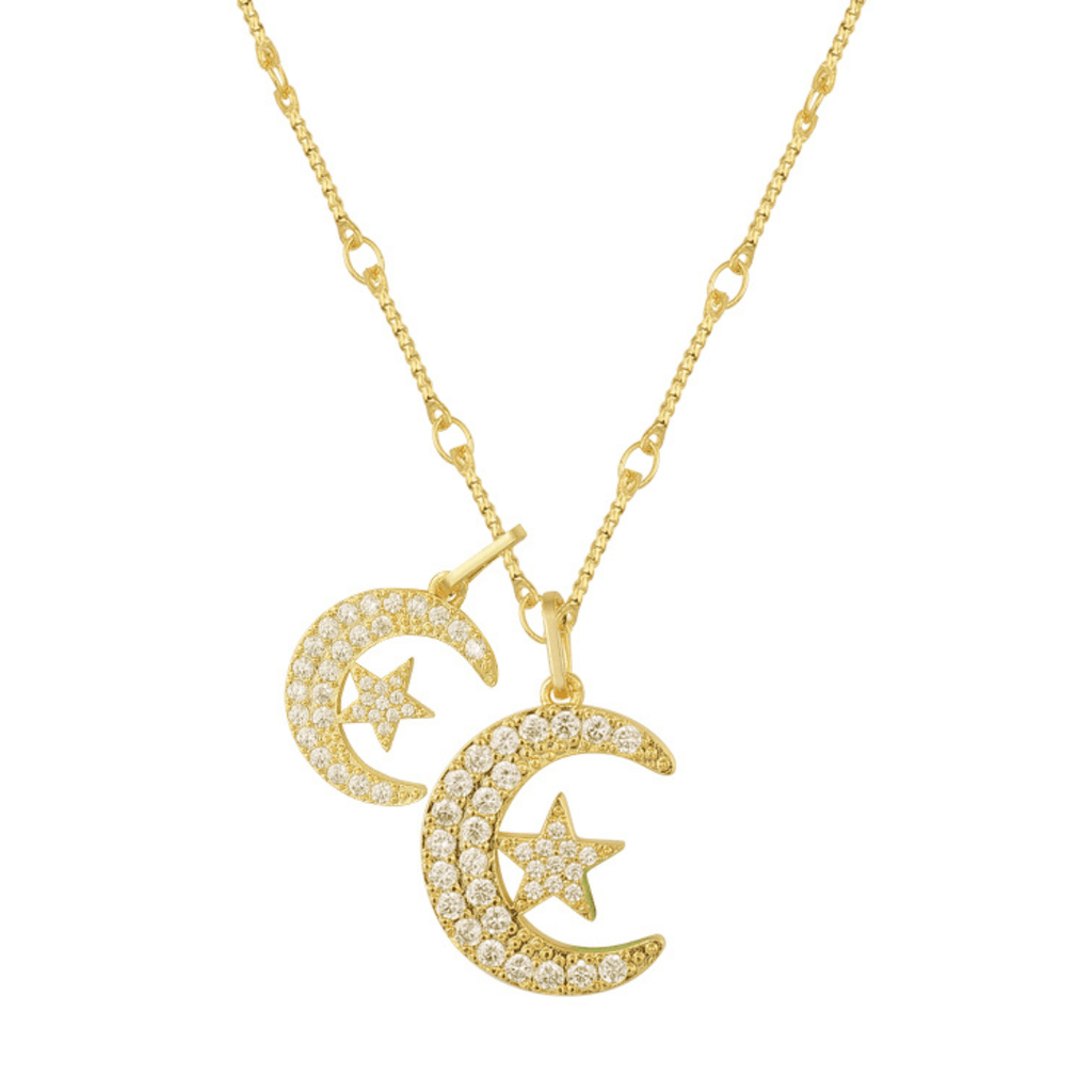 Evry Jewels Star and Crescent Necklace