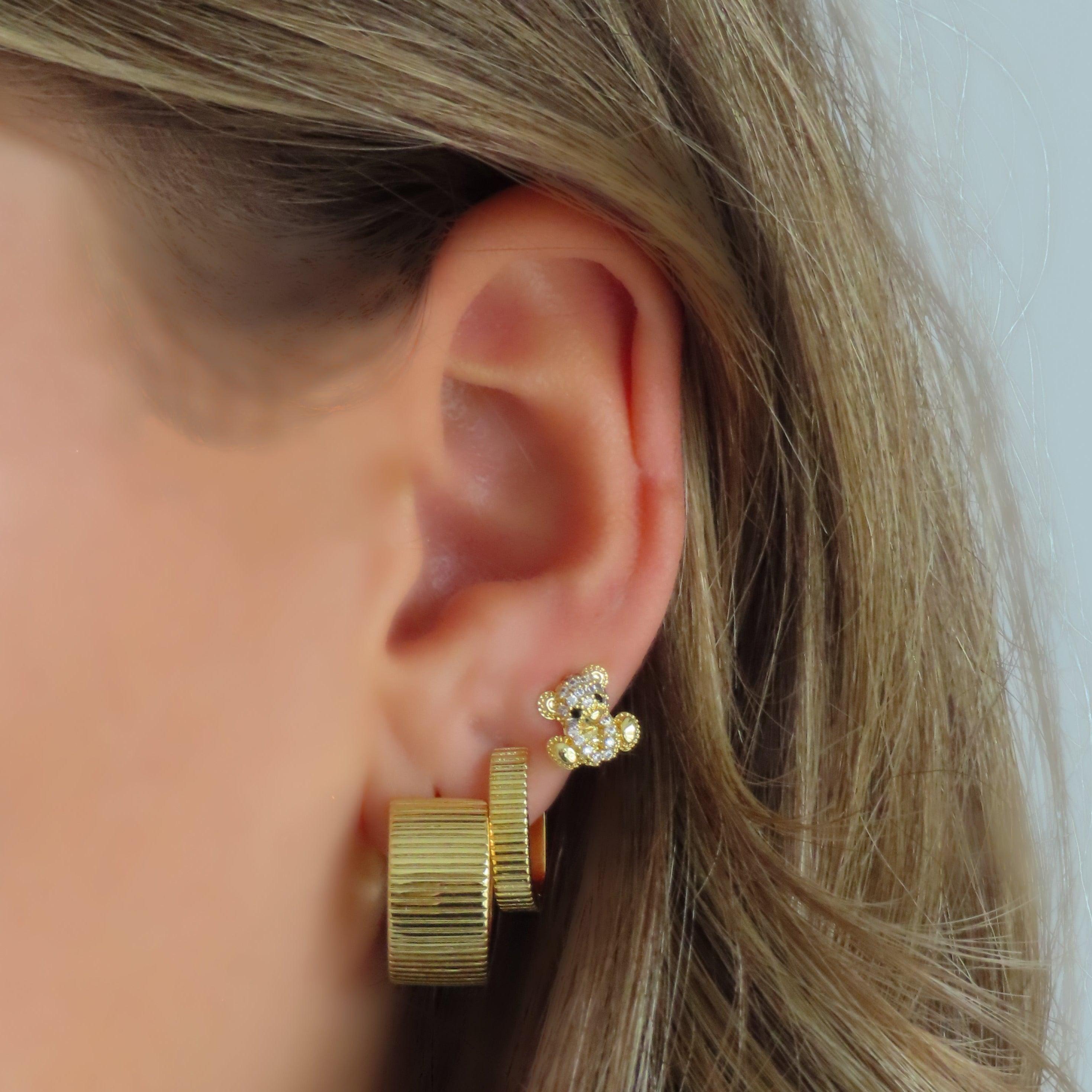 Evry Jewels Teddy Bear Earrings