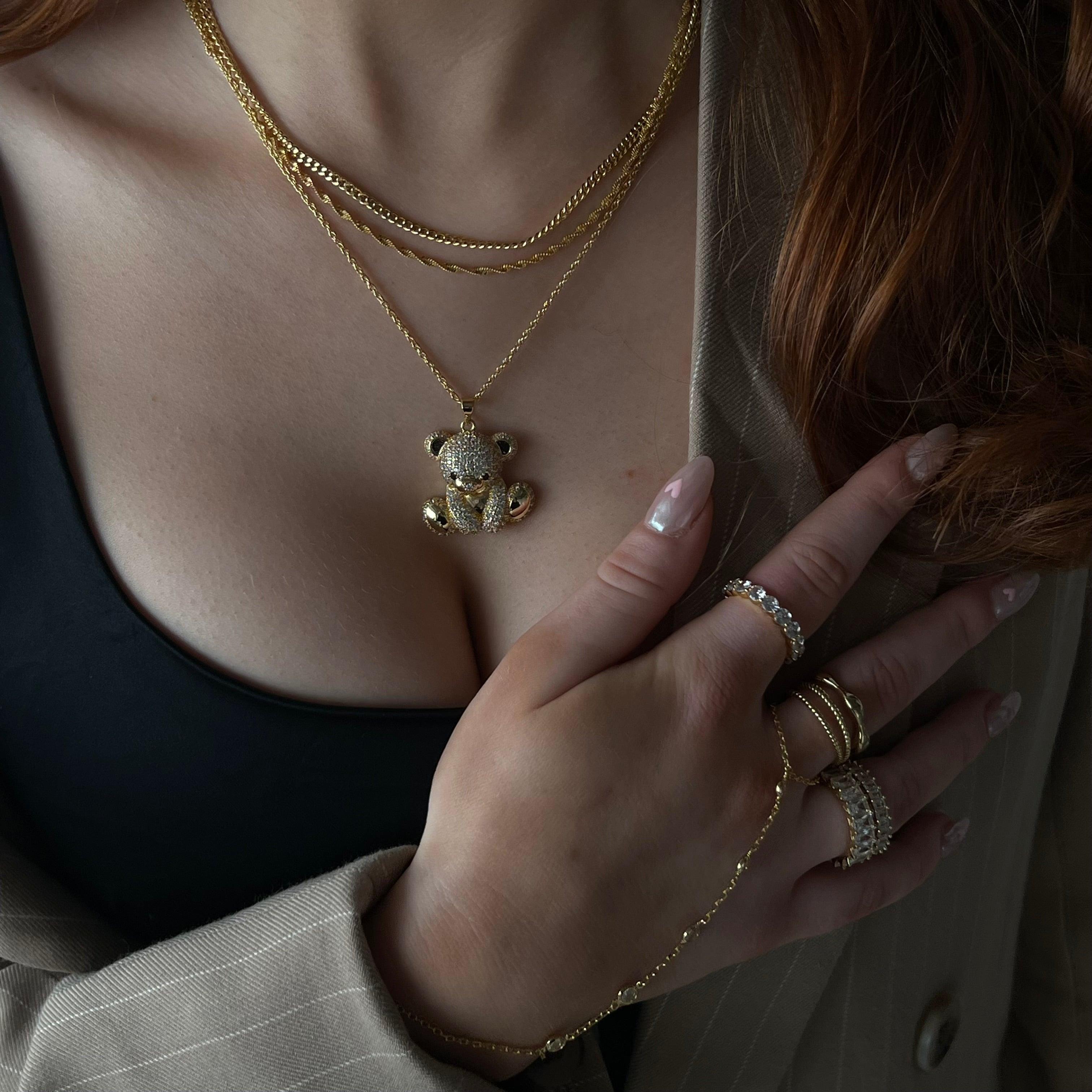 Evry Jewels Teddy Bear Necklace