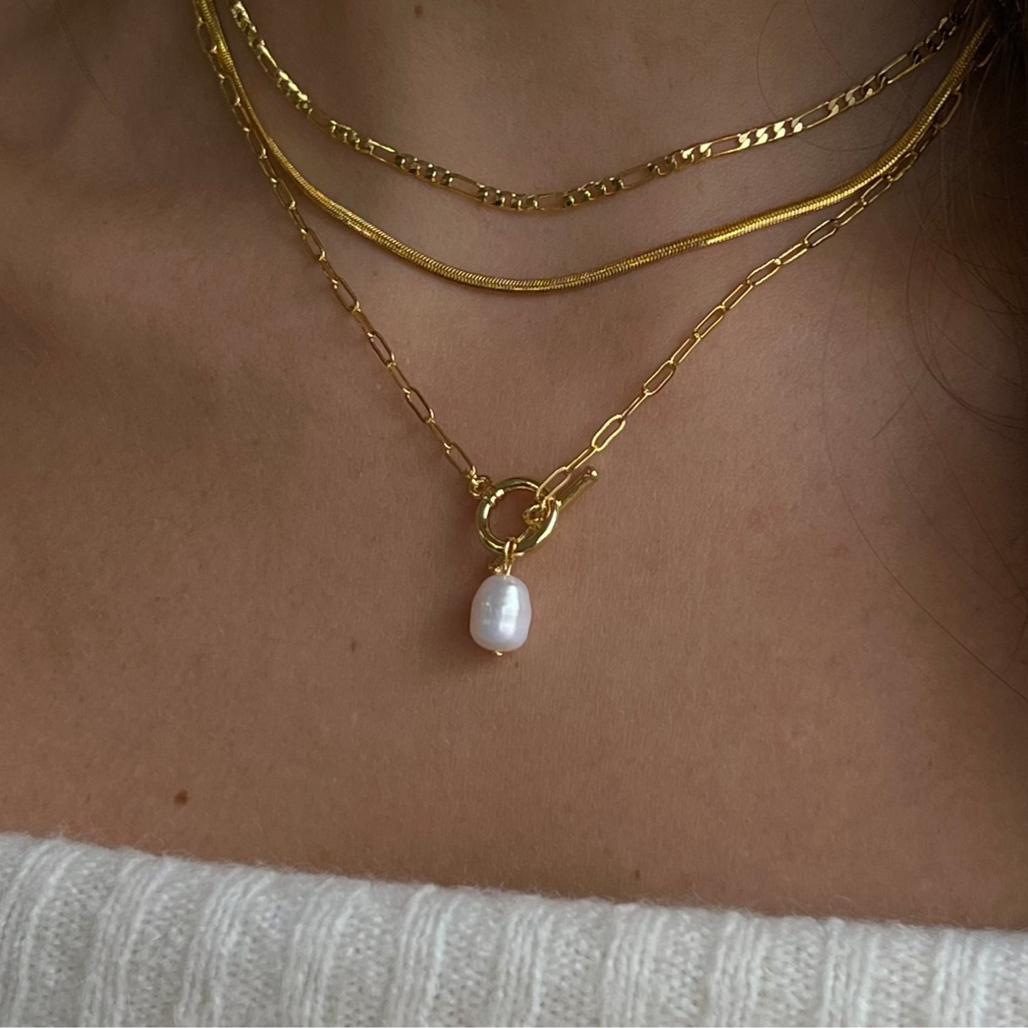 Evry Jewels Pearl Link Necklace