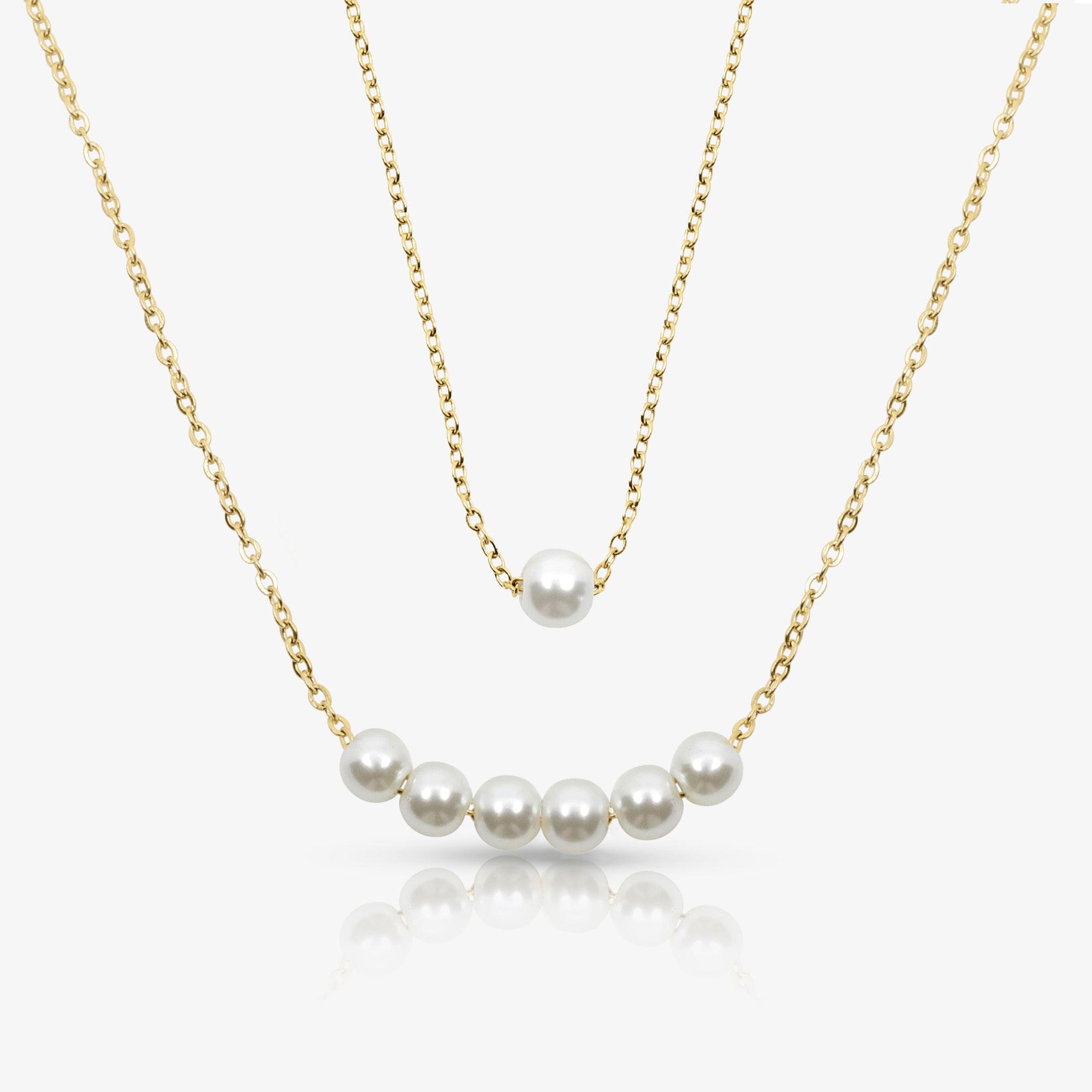 Evry Jewels Opalina Pearl 2-Piece Necklace Set