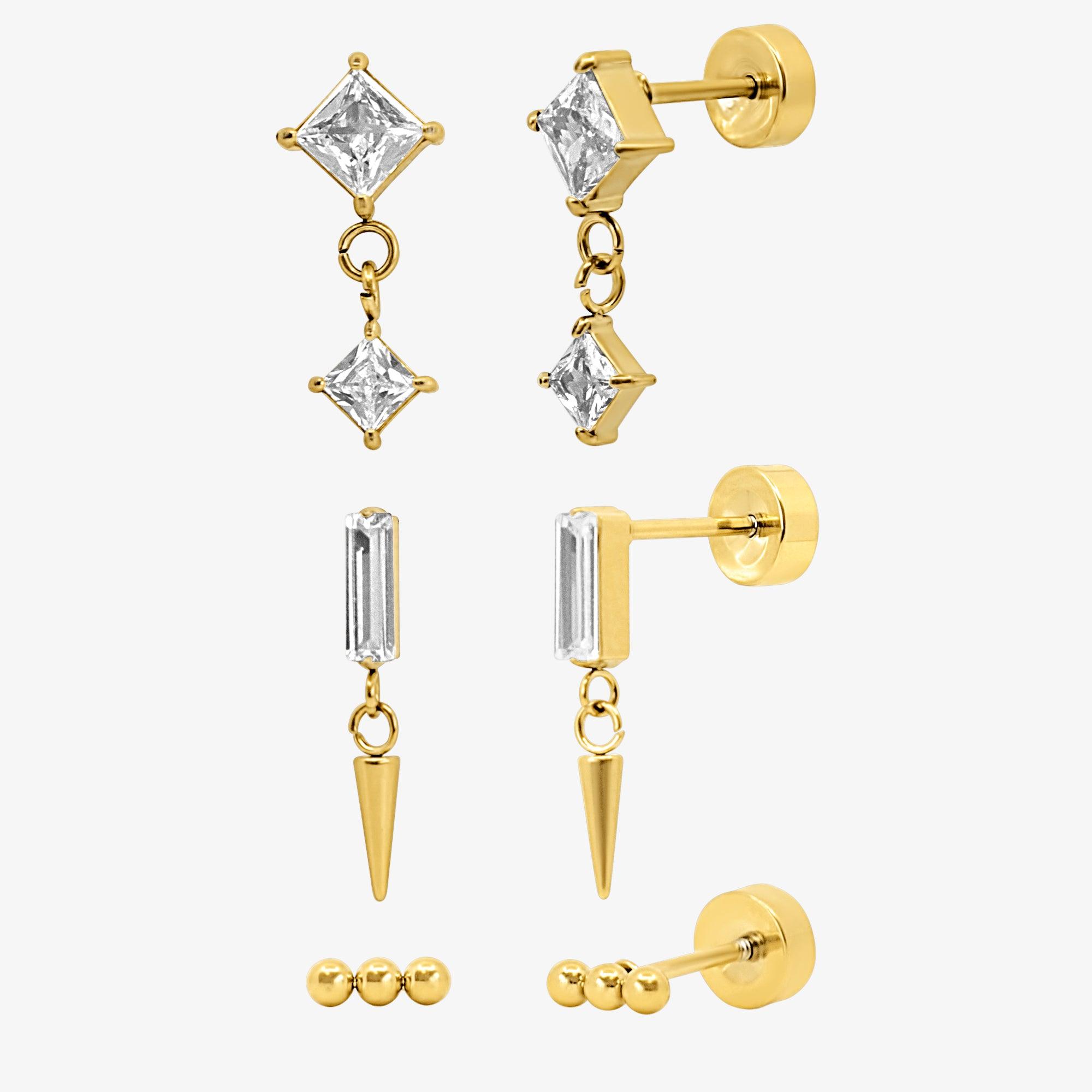 Evry Jewels Flat Back Earrings Set Collection