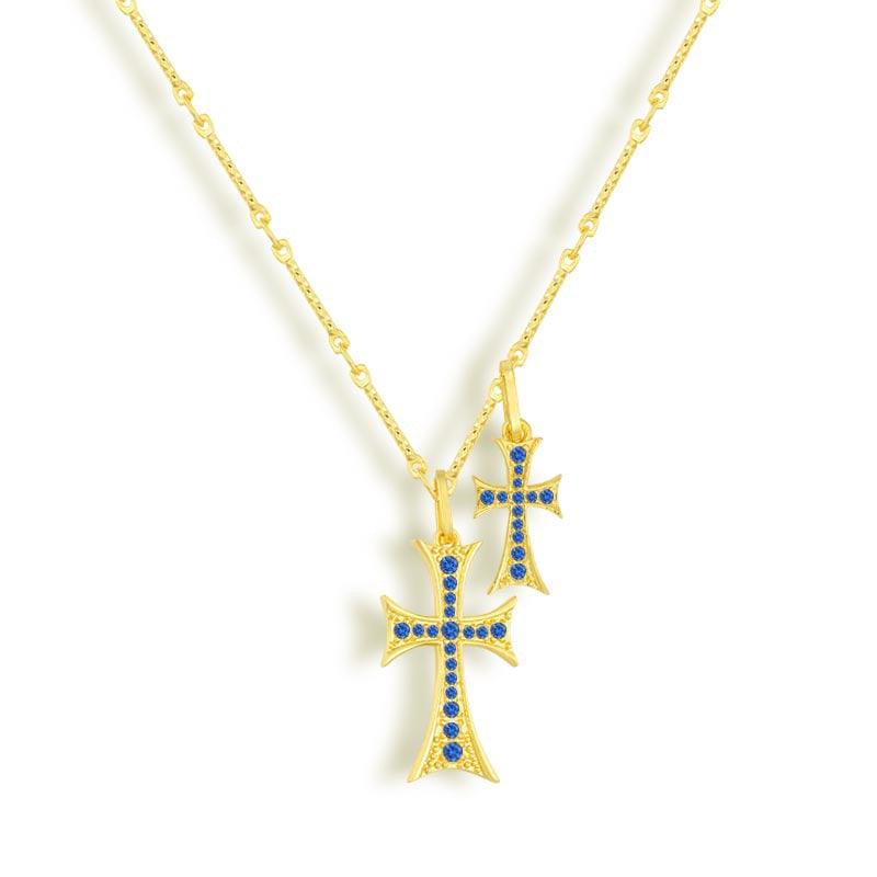 Evry Jewels Double Cross Me Necklace