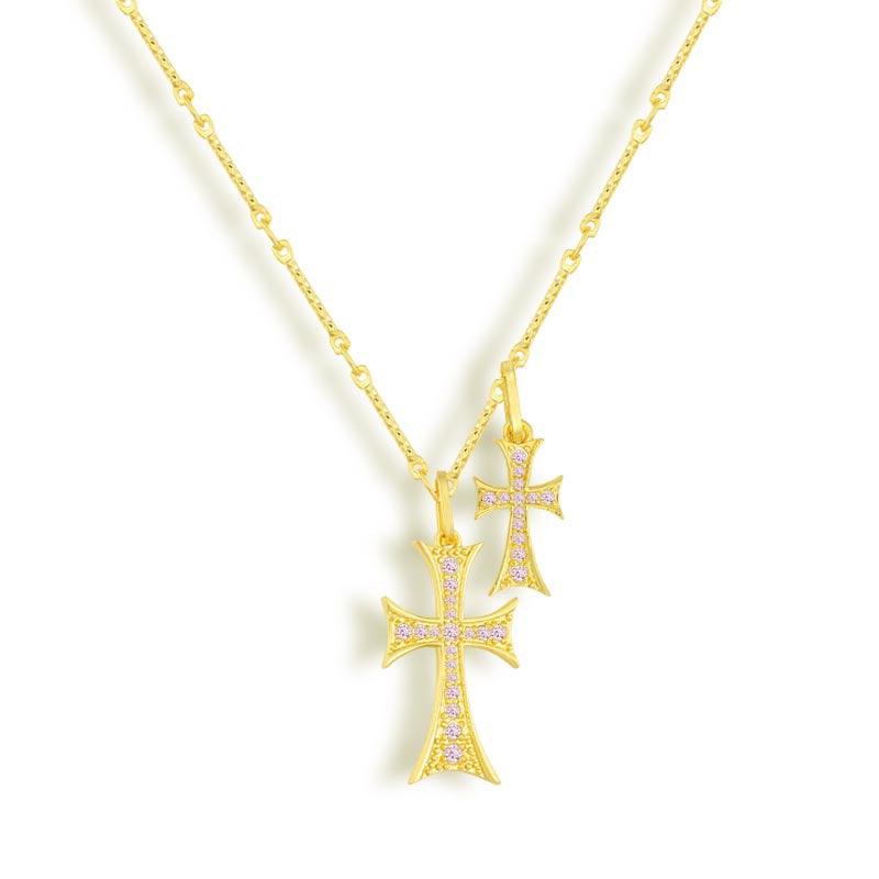 Evry Jewels Double Cross Me Necklace