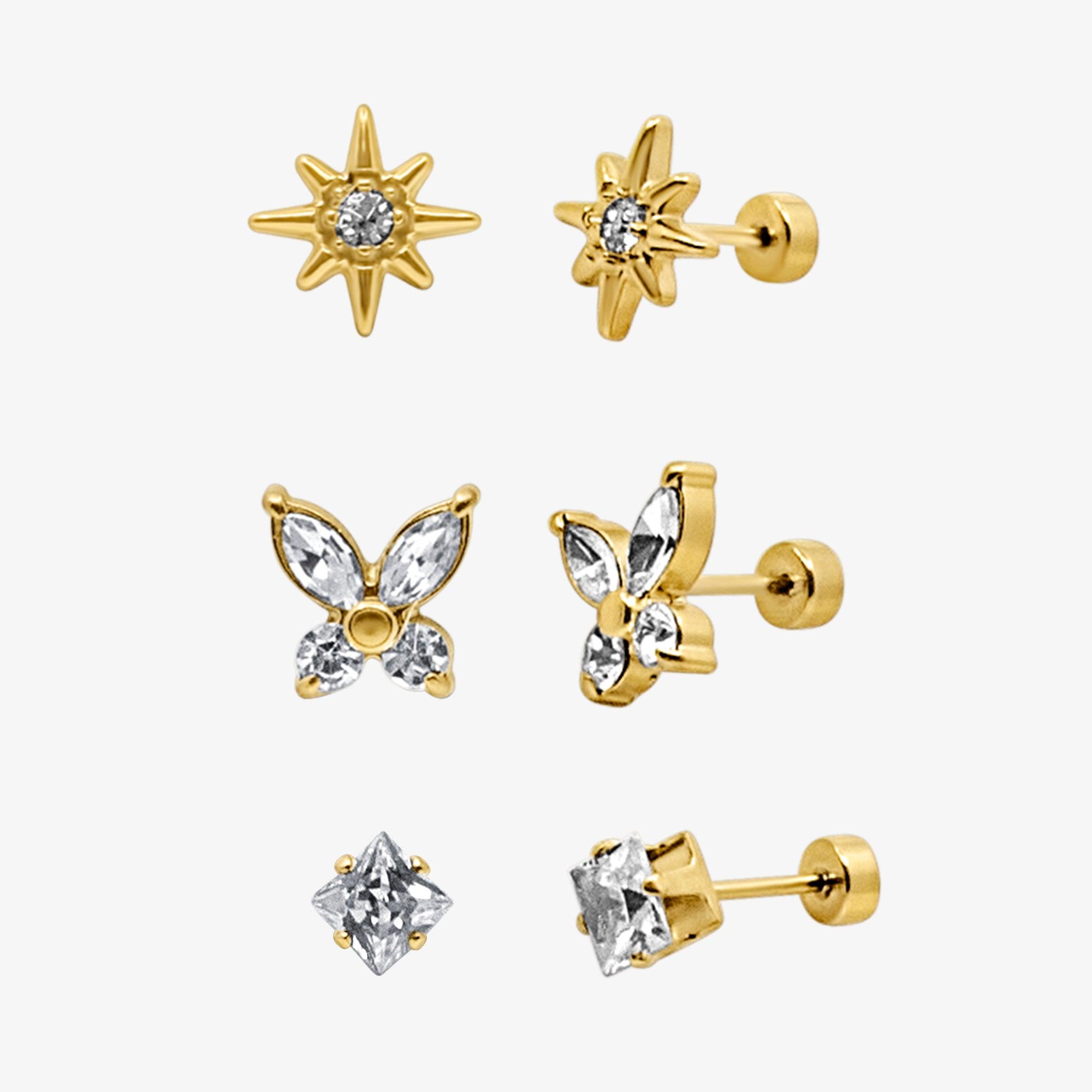 Evry Jewels Flat Back Earrings Set Collection
