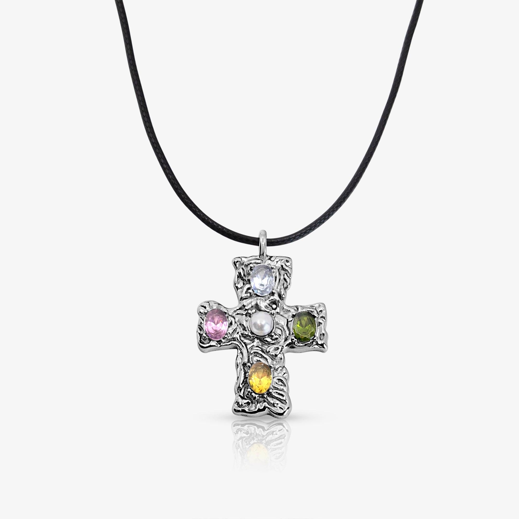 Evry Jewels Popstar Cross Cord Necklace