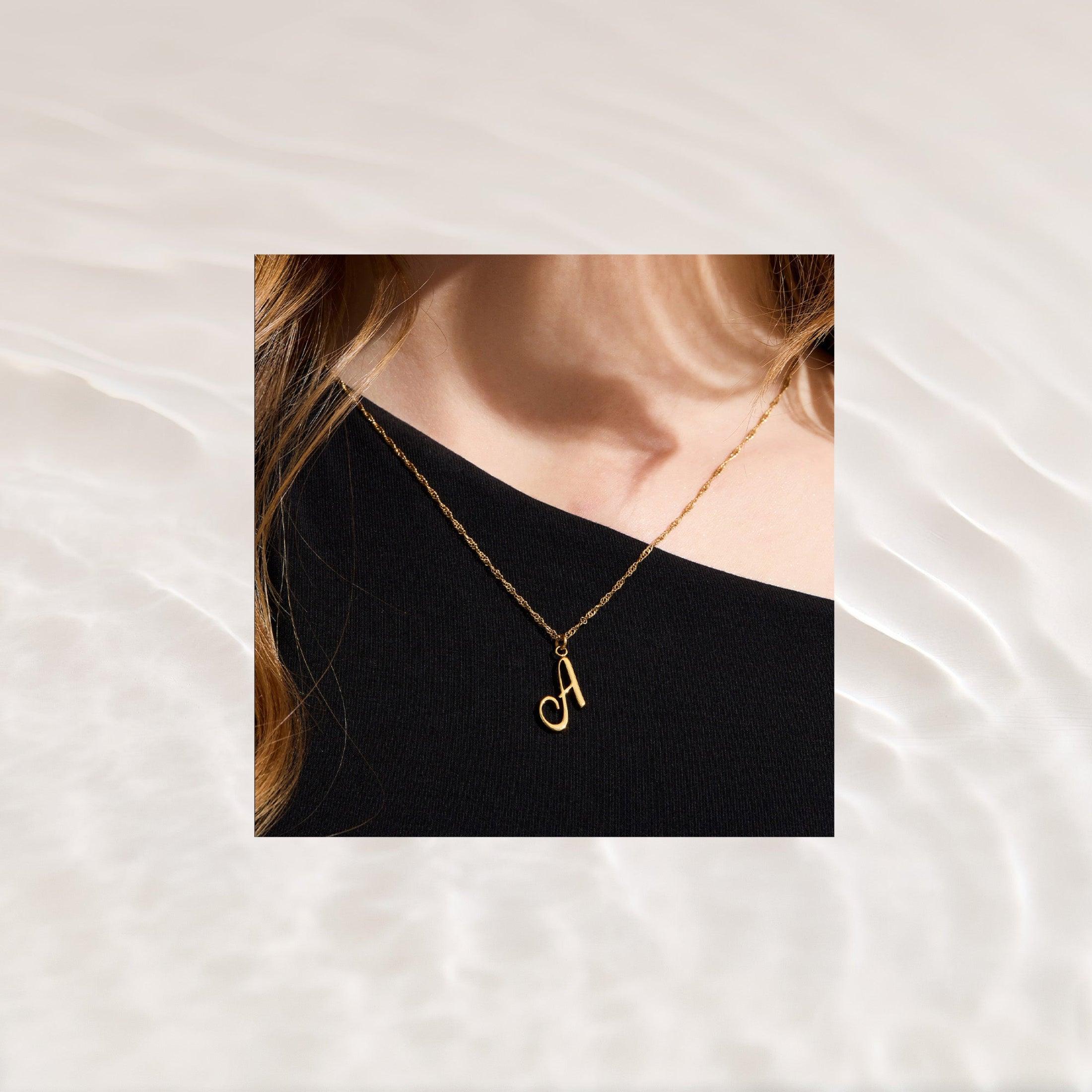 Evry Jewels Golden Letter Necklace