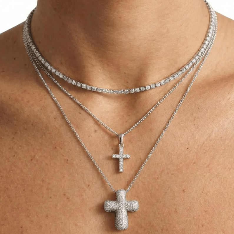 Evry Jewels Bling Cross 3-Piece Necklace Bundle