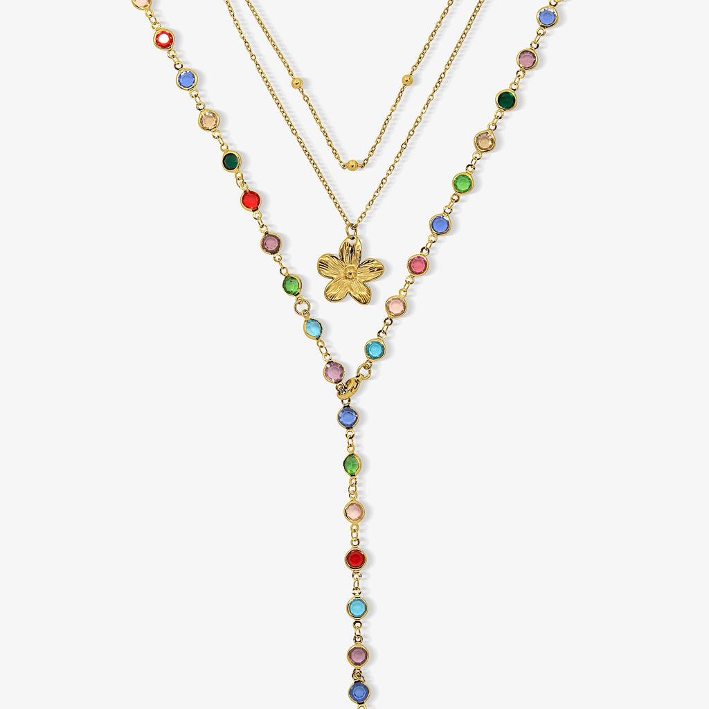 Evry Jewels Sunset Glow Rainbow Necklace Set