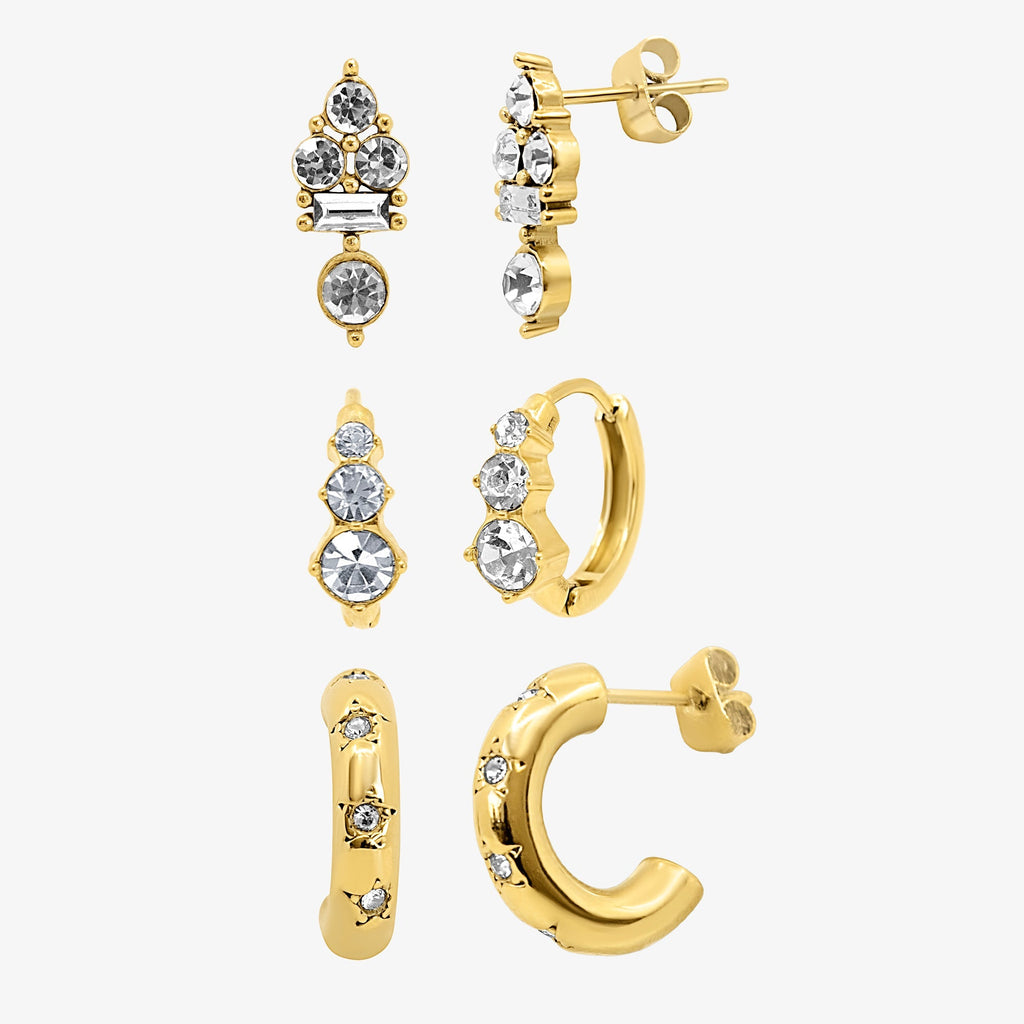 Evry Jewels Kiss of Sparkle 3 Piece Earring Set