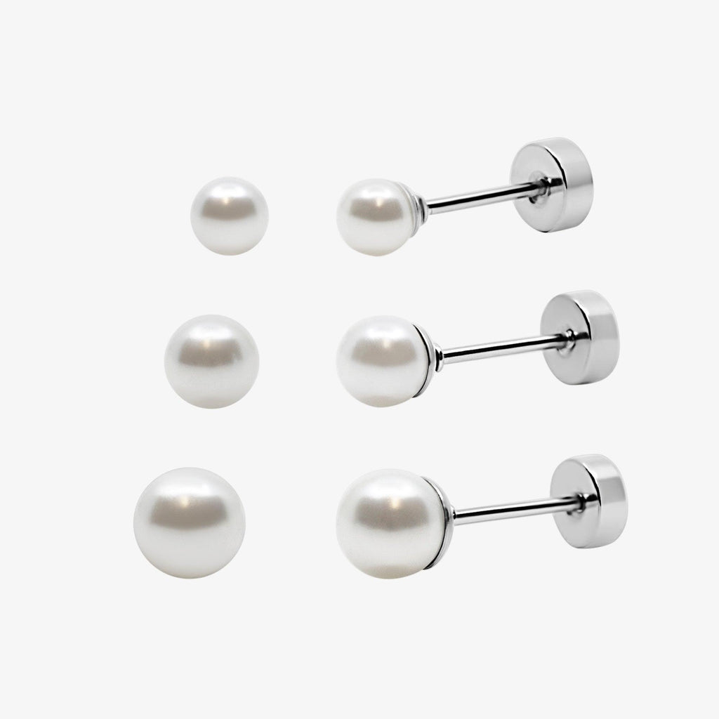 Evry Jewels Pearl Crush Flat Back Earring 3 Piece Set
