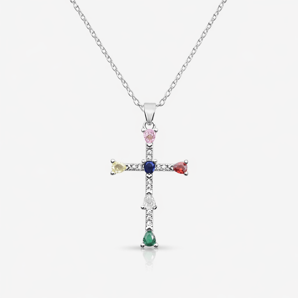 Evry Jewels Rainbow Blessings Cross Necklace