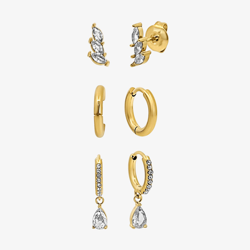 Evry Jewels Sweet Sparkle Earrings 3-Pieces Set