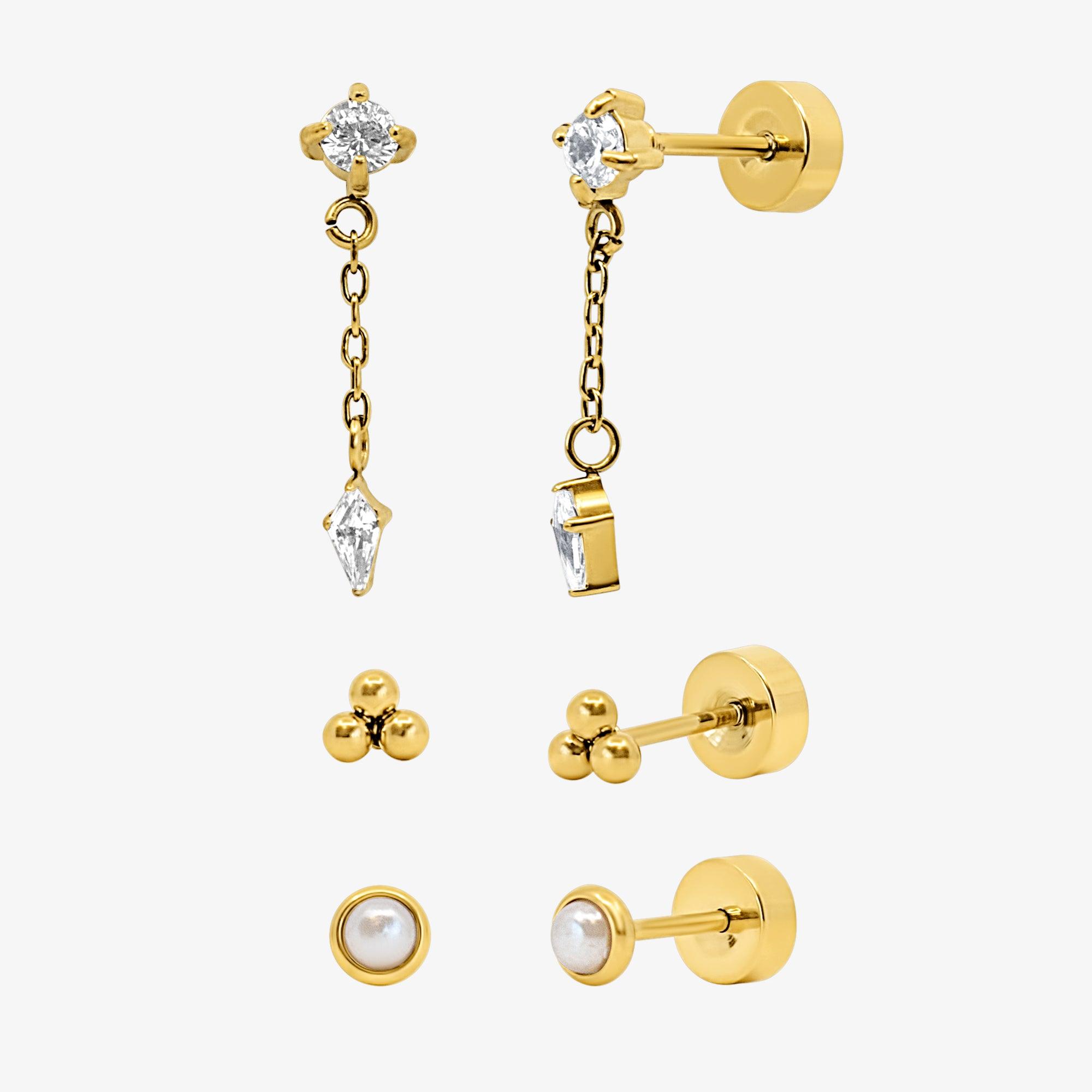 Evry Jewels Flat Back Earrings Set Collection