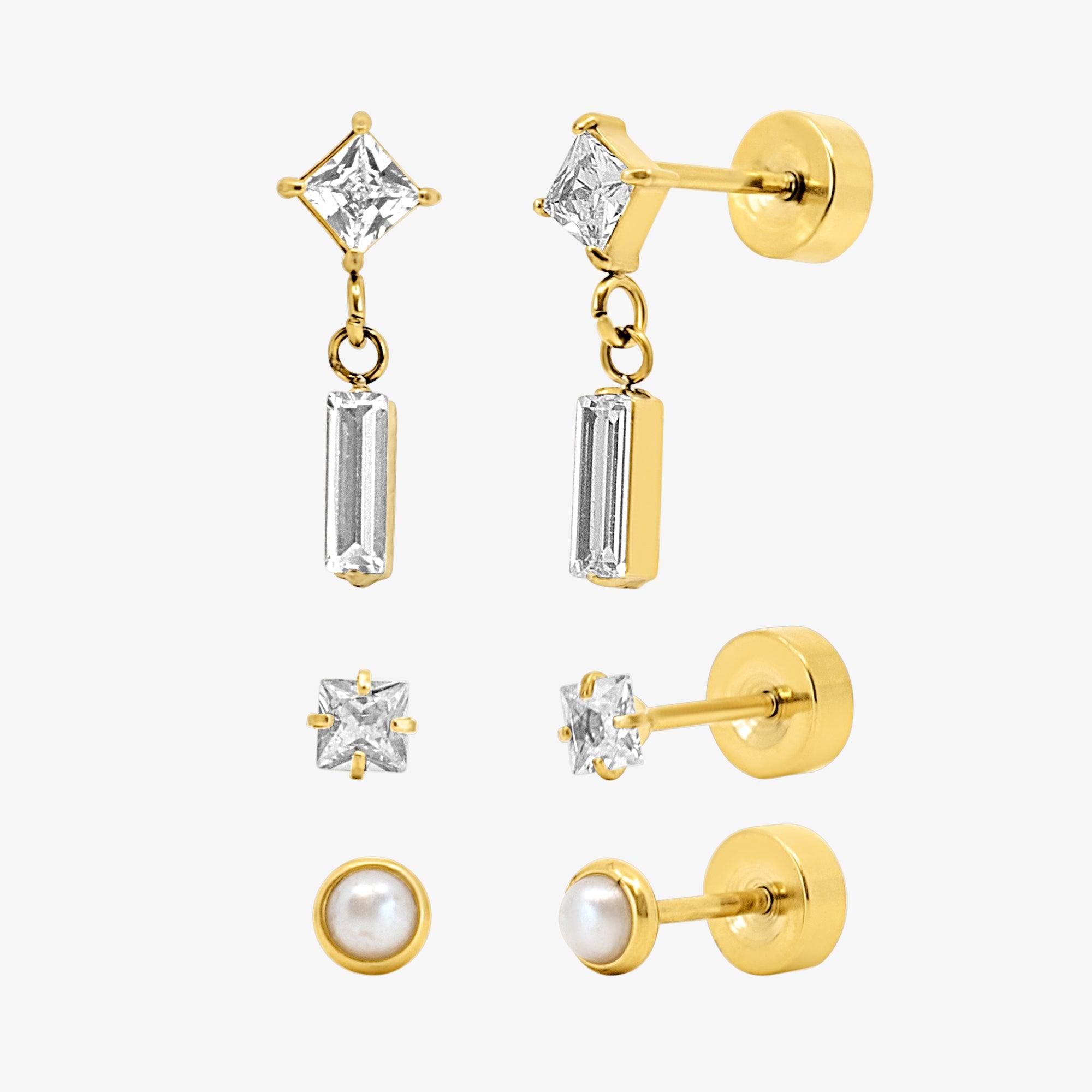 Evry Jewels Flat Back Earrings Set Collection